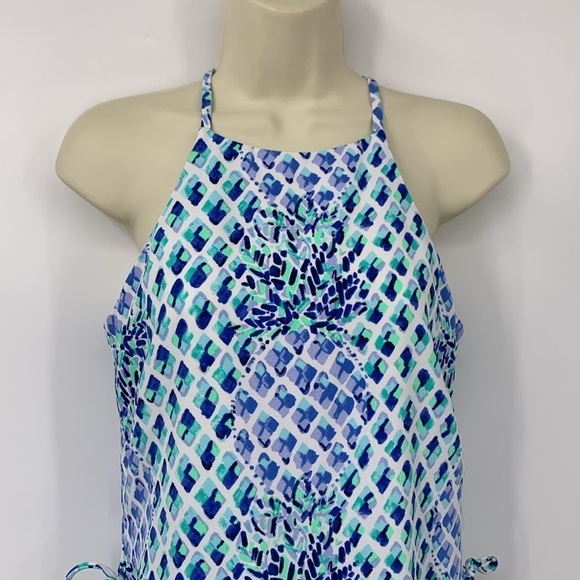 Lilly Pulitzer high neck shift dress Resort White Toe sleeveless blue white 00 - Picture 2 of 5